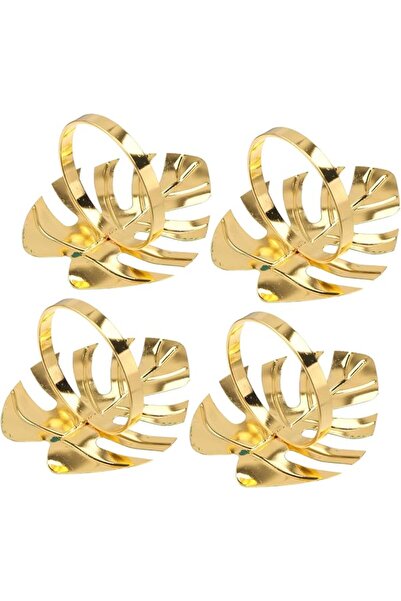 PRETYZOOM 4pcs Green Monstera Leaf Napkin Rings Alloy Banquet Napkin Holder S...