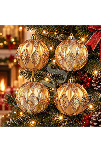 BeySüS Christmas Tree Ornament Luxury Rose Gold Cici Ball Set of 4 10 cm