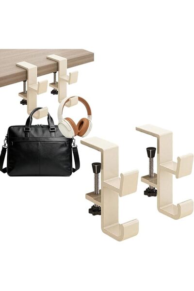 Yelajoy ALMEKAQUZ 2 Pack Aluminum Purse Hook for Desk & Table, No Drilling, B...