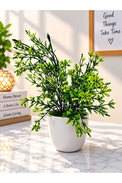 Generic Brand نباتات خضراء اصطناعية في وعاء زخرفي أبيض