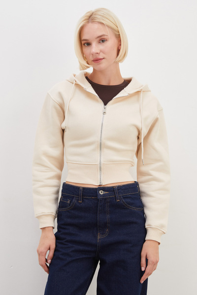 Fulla Moda 3 Thread Basic Hooded Zipper Sweatshirt