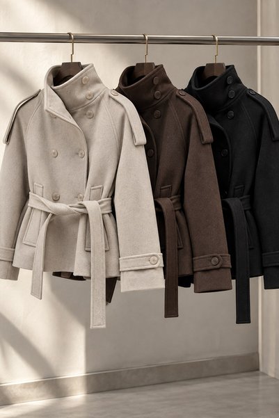 Trendsensin Lorven Oversize High Collar Stone Viral Women's Cashmere Coat Jacket