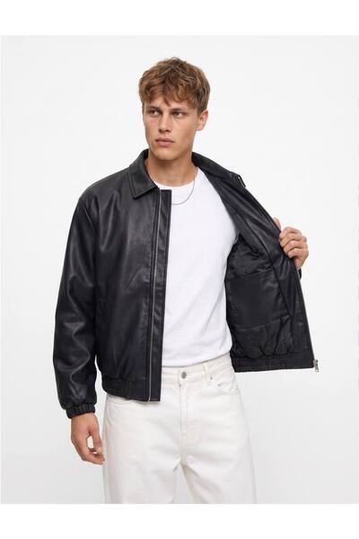 ziqsaq Men's Quilted Oversize Vintage Leather Coat