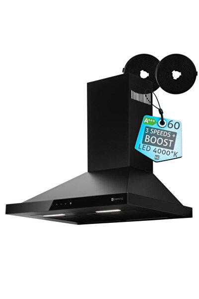 Kompatic Απορροφητήρας τοίχου Alvia 60 KALVW60B, Μοτέρ χωρίς ψήκτρες 450 mc/h...