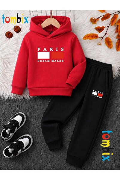 tombix Paris Dream Printed Thick Winter Hooded Top/Bottom Children's Tracksui...