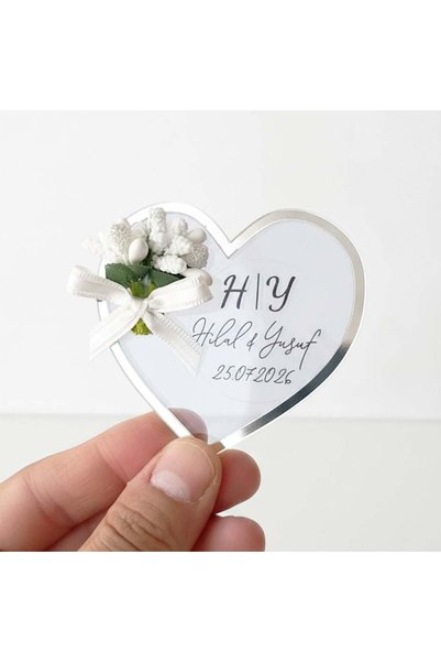 Mekece Nikah Şekeri Hediyeliği Nks-331A Gümüş Aynalı Pleksi Çerçeveli Şeffaf ...