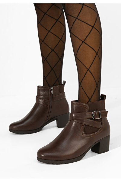 B T Shoes Καφέ μπότες Αμιρέλα με χοντρό τακούνι