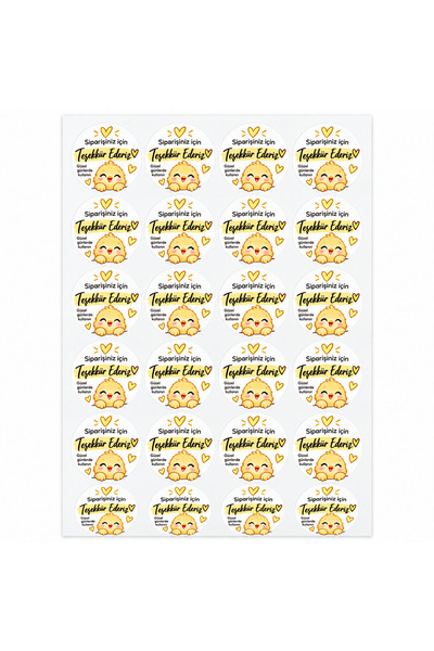 Avrupa Tedarik Siparişiniz İçin Teşekkür Ederiz Civciv Sticker 4x4 cm Yuvarlak Etiket 48 Adet – Güzel Günlerde Kullanın Paketleme Etiketi