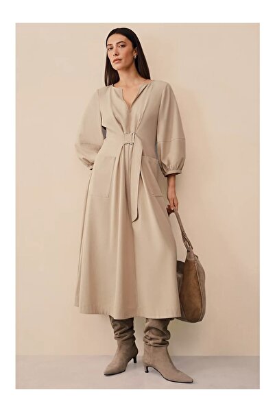 THE WHITE COMPANY Women's Midi Dress with Belt Detail and Pockets