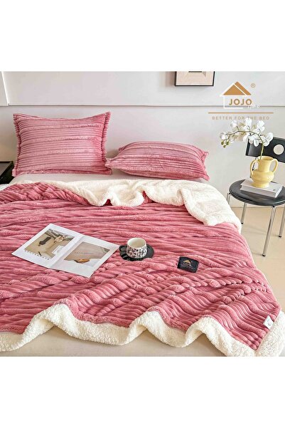 JOJO HOME Κουβέρτα Κοκολίνο με γούνα 200x230εκ. + 2 μαξιλαροθήκες 50x70εκ., μ...