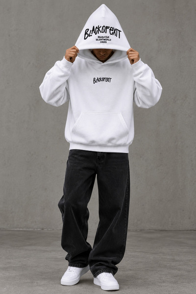 HAI COLLECTİON Erkek 3 İplik Baskı Detaylı Oversize Hoodie – Kapüşonlu Kangur...