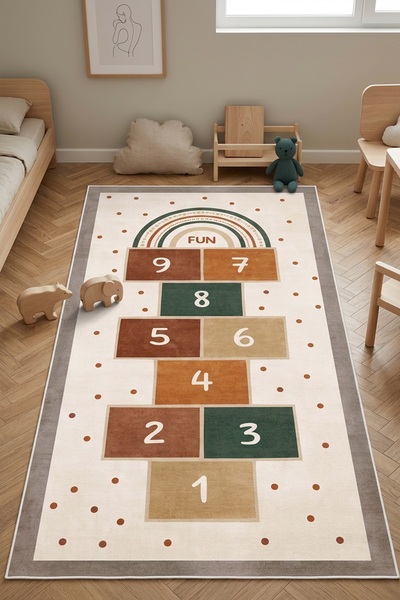 West Home Oyun halısı makinede yıkanabilir kaymaz taban leke tutmaz çocuk odası halısı