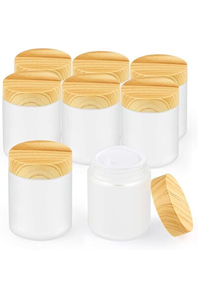 EXCEFORE 3.4oz Frosted Glass Jar, Empty Refillable Glass Cosmetic Container J...