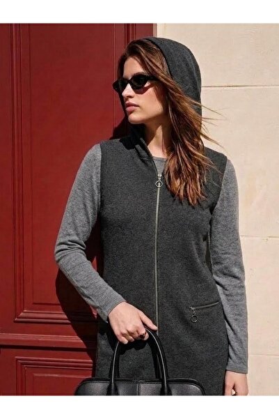 onno style women Hooded Steel Knitted Long Tricot Women's Vest
