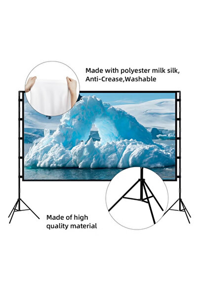 Arabest 84 Inch Projector Screen with Stand, Portable 16:9 4K Indoor Outdoor ...