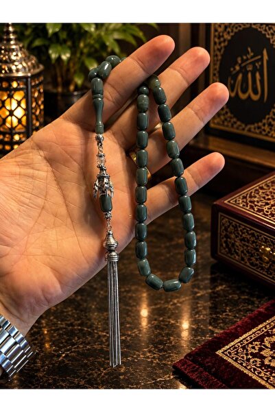 RASCAN سبحة كهرمان مقطعة على شكل كبسولة