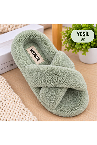 WOSSE KADIN ÇAPRAZ TÜYLÜ PELUŞLU EV TERLİĞİ