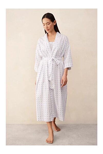 THE WHITE COMPANY رداء حمام نسائي من القطن العضوي الجاكار ميدي