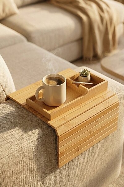 NESS HOME Bamboo Foldable Enjoyment Tray American Service Tray Seat Side Side...
