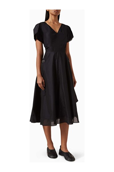 3.1 Phillip Lim Tulip Sleeve Poplin Women's Dress with Tulip Sleeve Detail Black