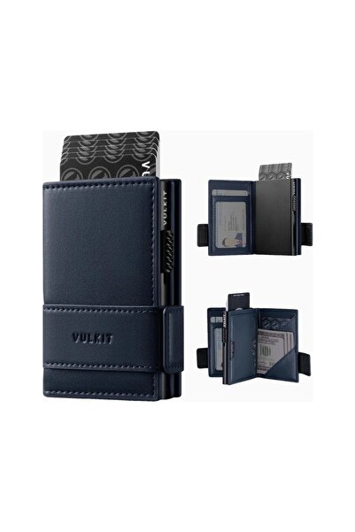VULKIT Rfid Protected Leather Pop-Up Men's Card Holder Wallet