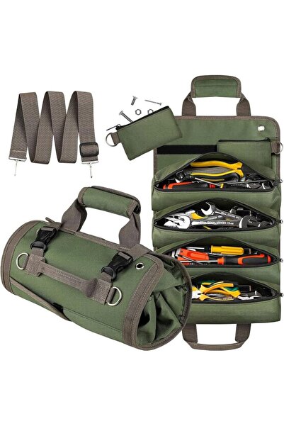 LinJie Multi-Purpose Roll Up Tool Bag with Detachable Pouches - Heavy Duty To...