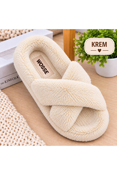 WOSSE KADIN ÇAPRAZ TÜYLÜ PELUŞLU EV TERLİĞİ