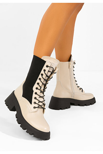 B T Shoes Γυναικεία ψηλά Μποτάκια Μάχης Ιζνιέλα μπεζ