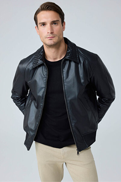 Danger Men's Premium Leather Coat Jacket Black 4338Dngr