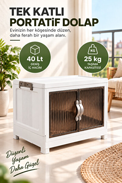 EVONİTA Tek Katlı Portatif Organizer Dolap – 40 LT