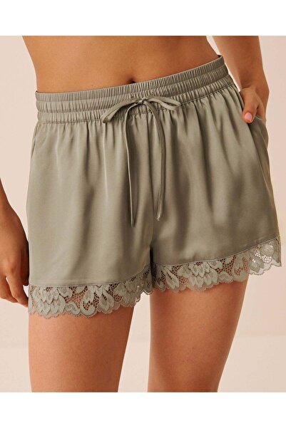 La Vie en Rose Lace Trim Satin Shorts