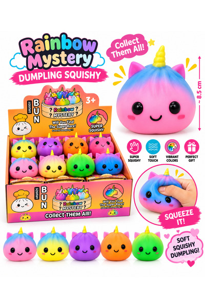 SHOP LIKE A PRO Unicorn Squishy tip Gălușcă 8 cm, Mister Curcubeu, Jucărie An...