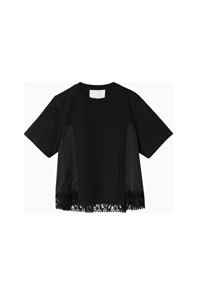 3.1 Phillip Lim Luxury Design Women's T-Shirt with Satin and Lace Detail