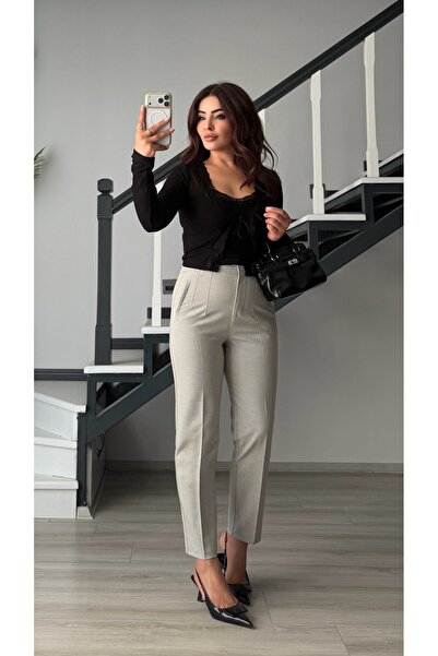 Oslove Gray flatolu fabric trousers