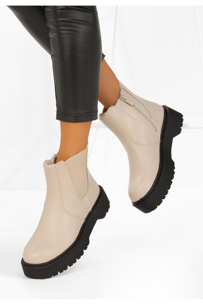 B T Shoes Γυναικεία μποτάκια τσέλσι Ginger V2 μπεζ
