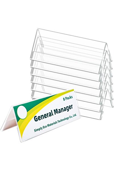 KASTWAVE Name Plates for Desk 8 Pack 8.45"x3", Clear Acrylic Double-Sided Ten...