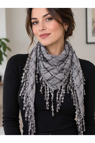 Gönülden Tasarım 130X20 cm Checkered Patterned Women's Scarf
