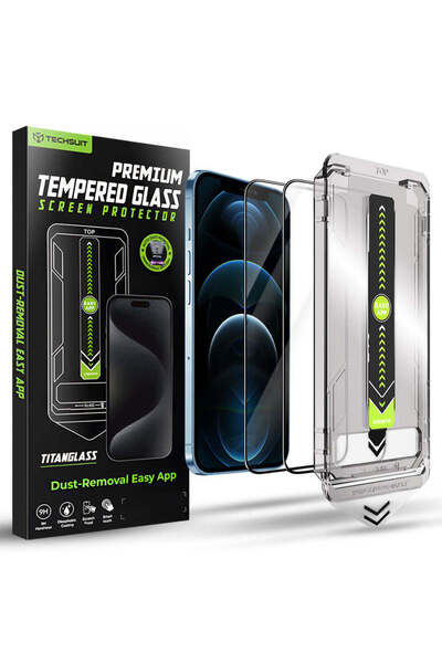 Techsuit Protective film for iPhone 12 Pro Max, TitanGlass FullCover (2 pack)...