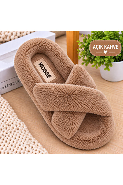 WOSSE KADIN ÇAPRAZ TÜYLÜ PELUŞLU EV TERLİĞİ