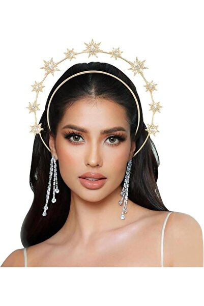 KASTWAVE Halo Crown for Women & Girls, Moon Stars Goddess Crown, Halo Headban...