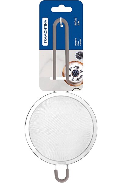 TRAMONTINA Softta Stainless-Steel Sieve with Gray Silicone Handles 12 cm