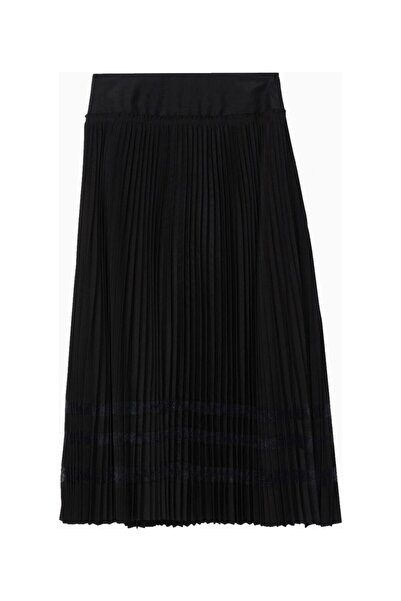 3.1 Phillip Lim تنورة نسائية متوسطة الطول بتصميم مطوي ومزينة بالدانتيل