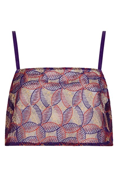Aubade Life Celebration Strappy Top, Palm Embroidery, Transparent Detail, Modern