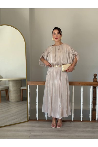 YK FASHION Volanlı Kemerli Elbise