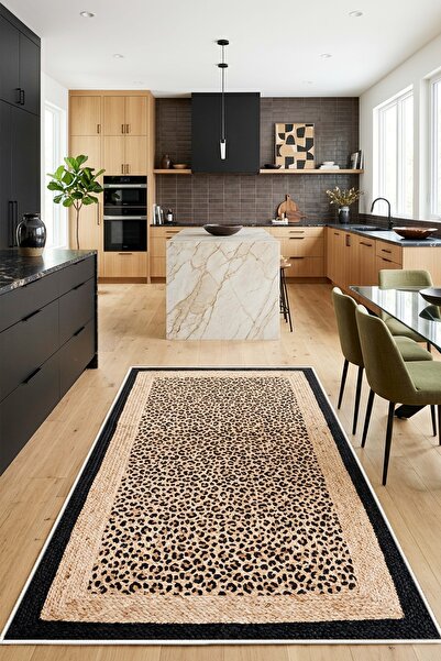 West Home Makinede Yıkanabilir Kaymaz Taban Leke Tutmaz Dijital Salon Mutfak Balkon Halısı ve Yolluk