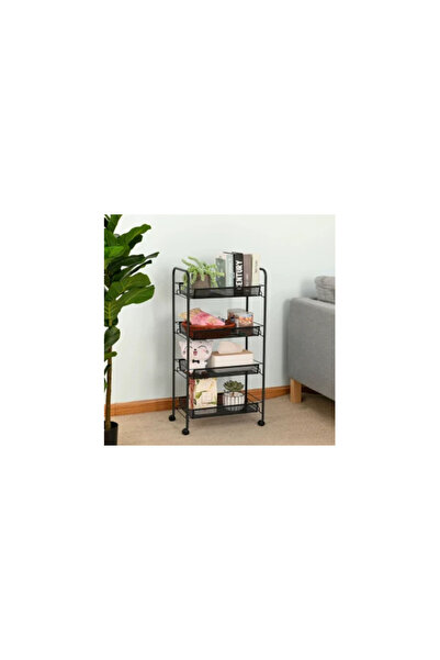 Deliny Suport metalic subțire cu 4 niveluri, 360 °   rotativ, 44 (L) x 20 (l) x 98 (Î) cm, negru