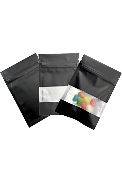 SYOSI 100 Pack Mylar Food Storage Bags, 2.8x3.9 inch Black Matte Flat with Cl...