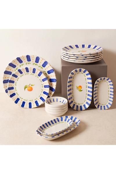 Güral Porselen Apricot 15 Piece Porcelain Breakfast Set for 6 People