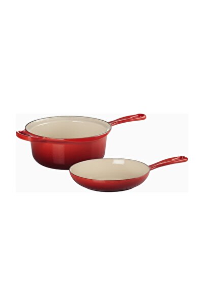 Le Creuset وعاء ومقلاة فاخران بتصميم 2 في 1 من السيراميك المصبوب