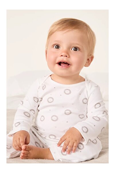 THE WHITE COMPANY Organic Cotton Gray Lion Patterned Baby Sleeping Bag